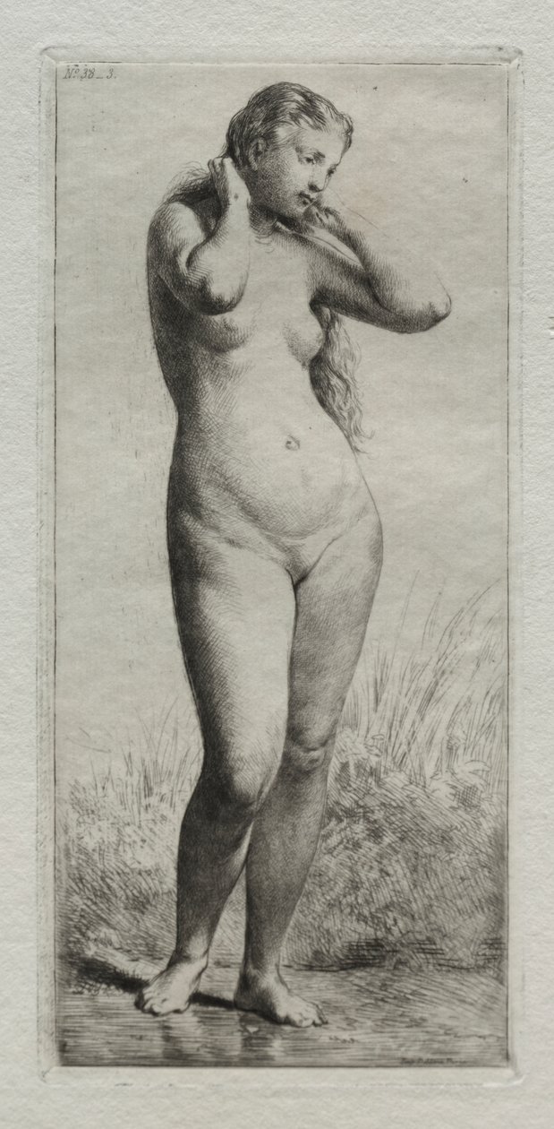 Ung kvinde bader af Charles Emile Jacque