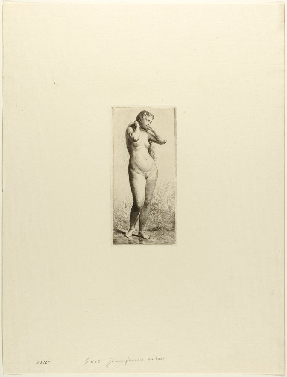 Ung kvinde bader af Charles Emile Jacque