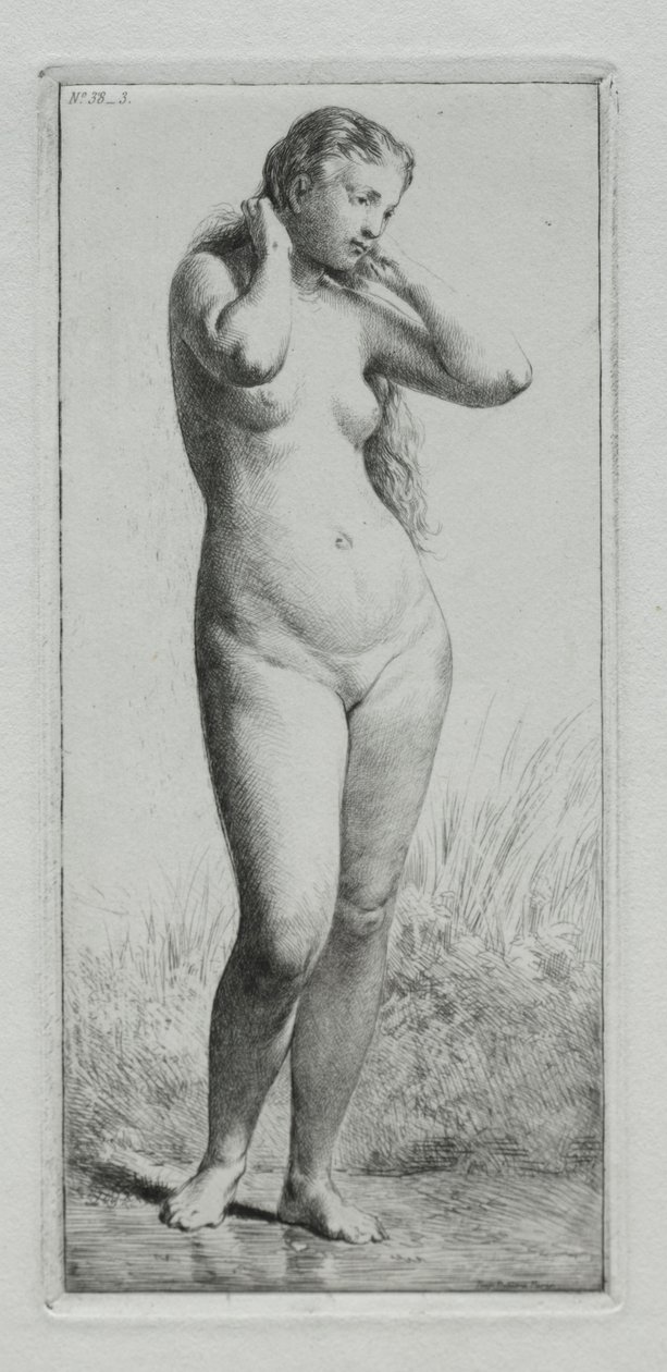 Ung kvinde bader. af Charles Emile Jacque
