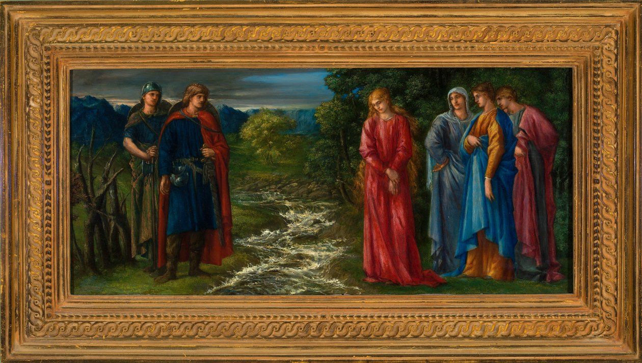 Helga og Gunnlaug (olie på lærred) af Charles Fairfax Murray