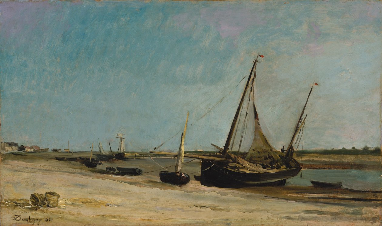 Både på havkysten ved Étaples af Charles Francois Daubigny