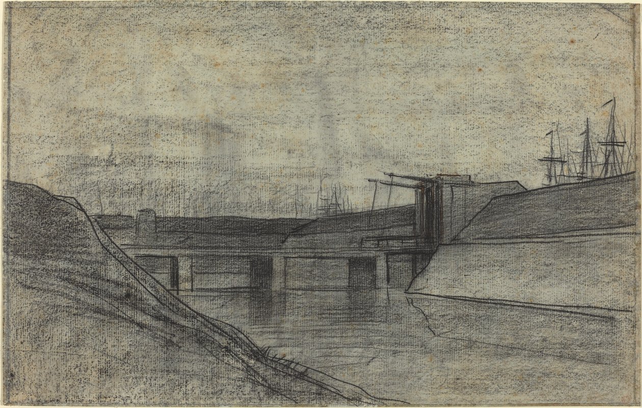 Bro over en flodmunding af Charles Francois Daubigny