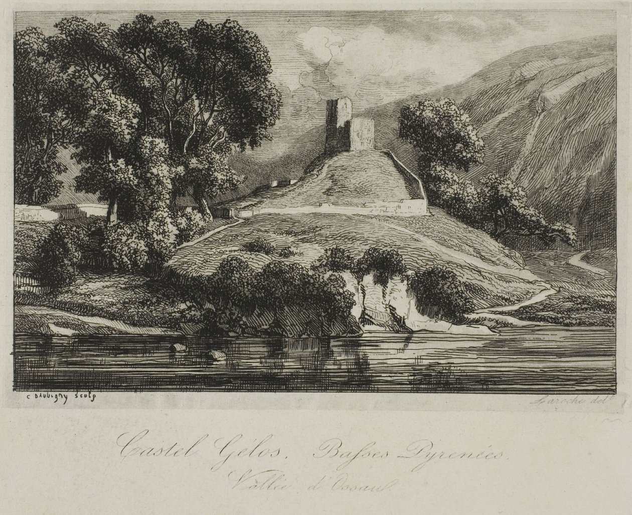 Castel Gélos (Ossau-dalen) af Charles Francois Daubigny