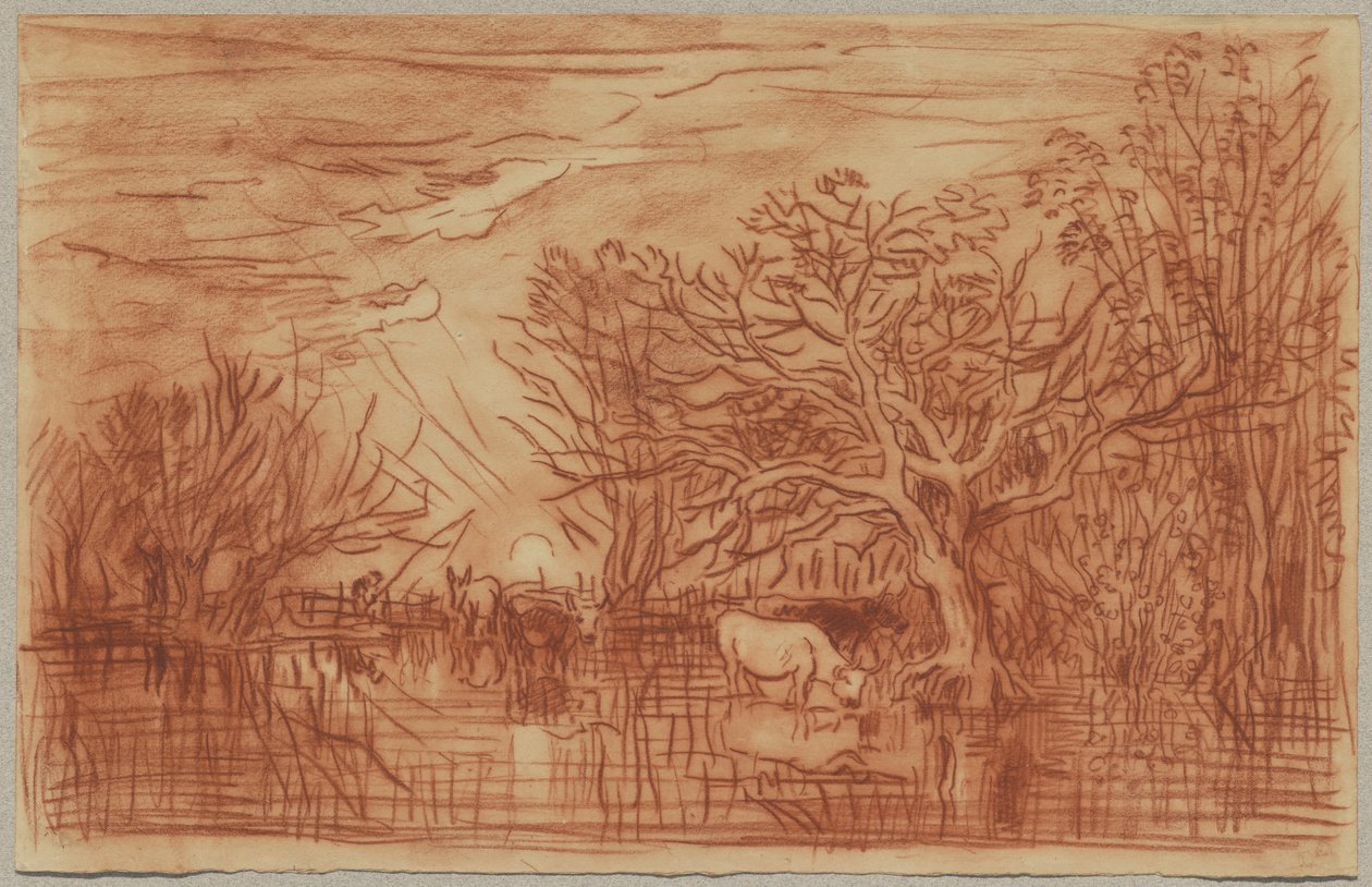 Køer ved et vandhul, ca. 1863 af Charles Francois Daubigny