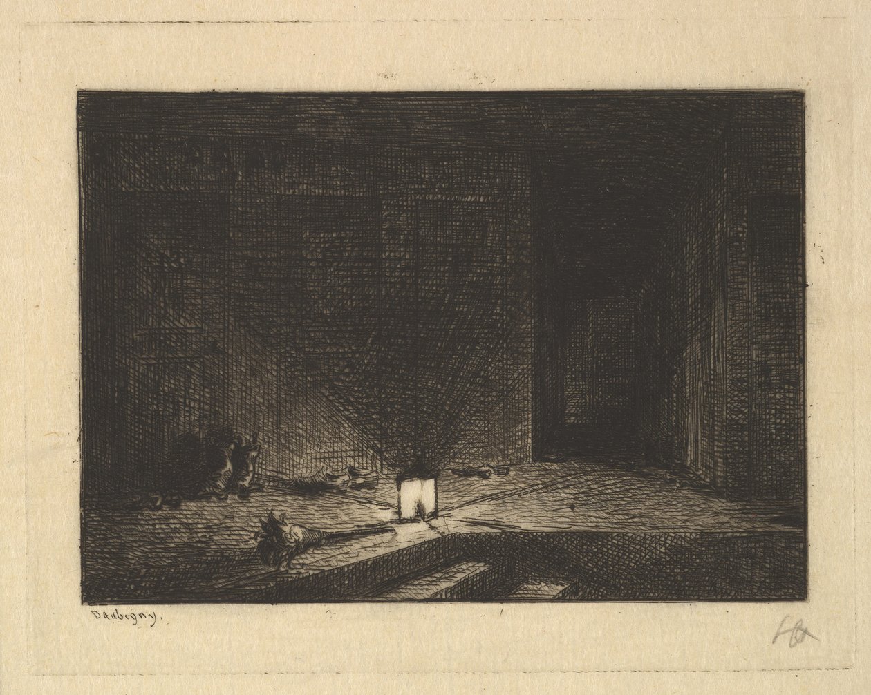 Interiør af en kro, 1861-62. af Charles Francois Daubigny