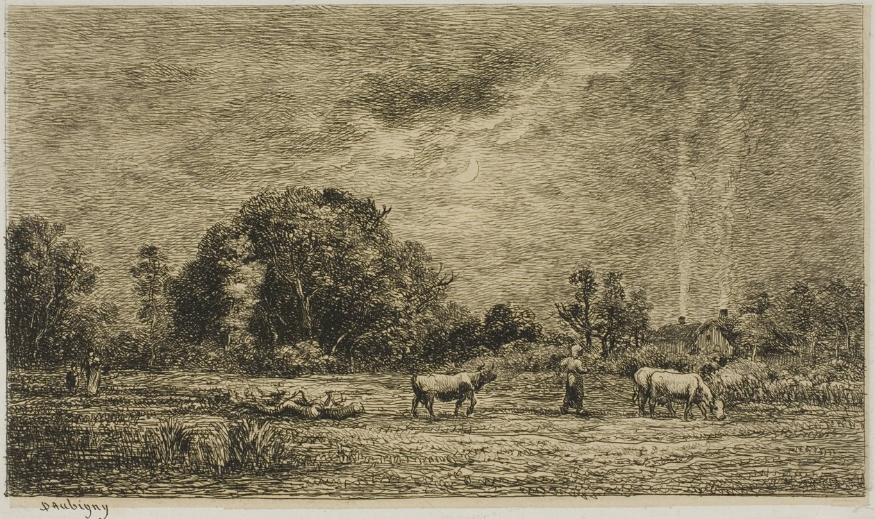 Måneopgang af Charles Francois Daubigny