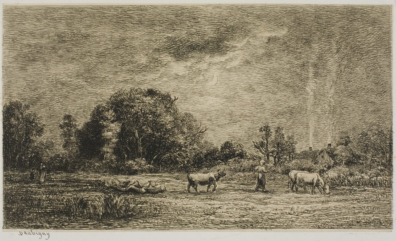 Måneopgang af Charles Francois Daubigny