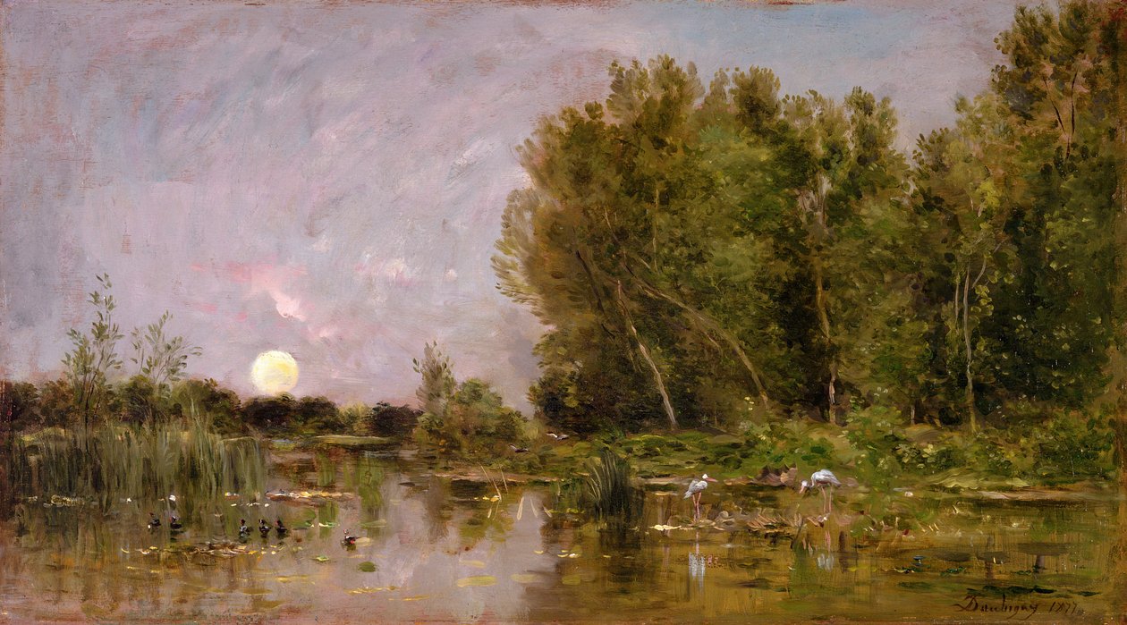 Måneopgang, 1877 af Charles Francois Daubigny
