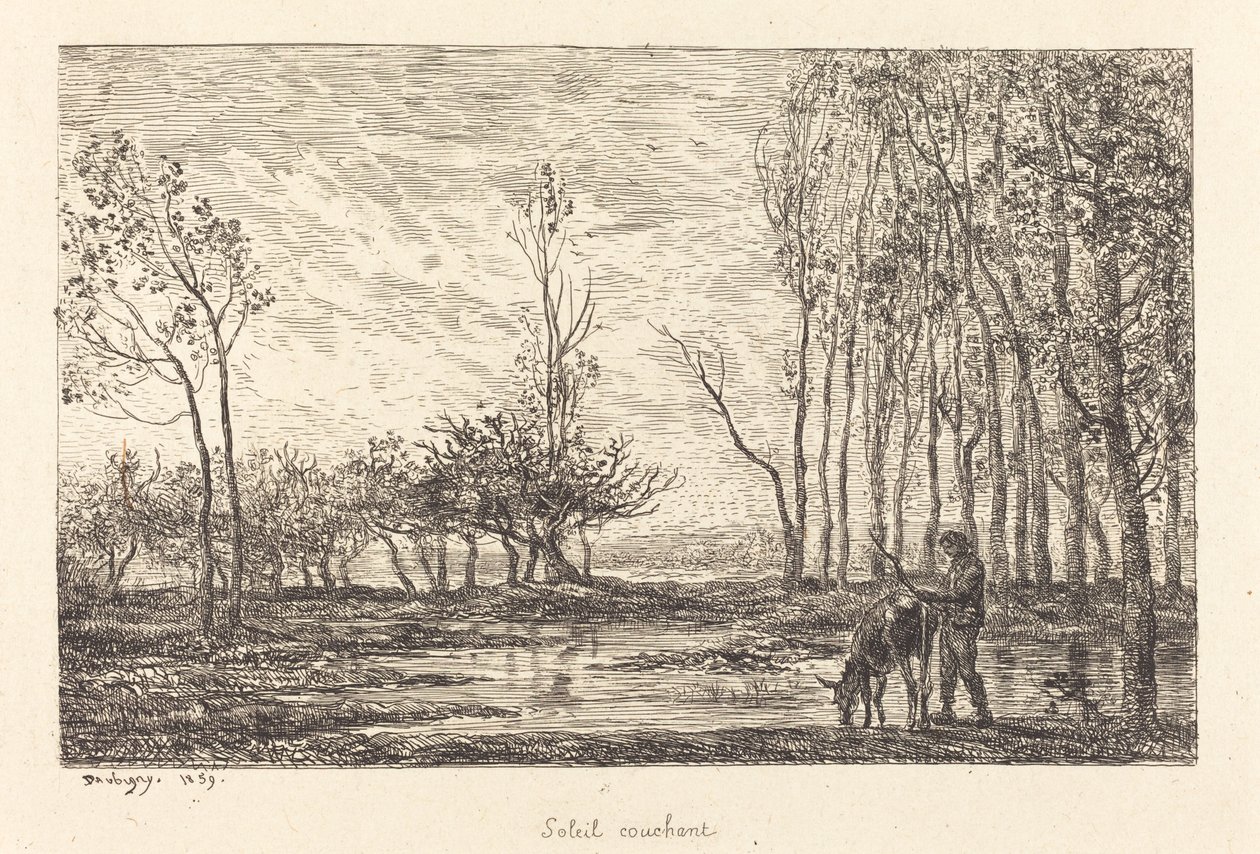 Solnedgang af Charles Francois Daubigny