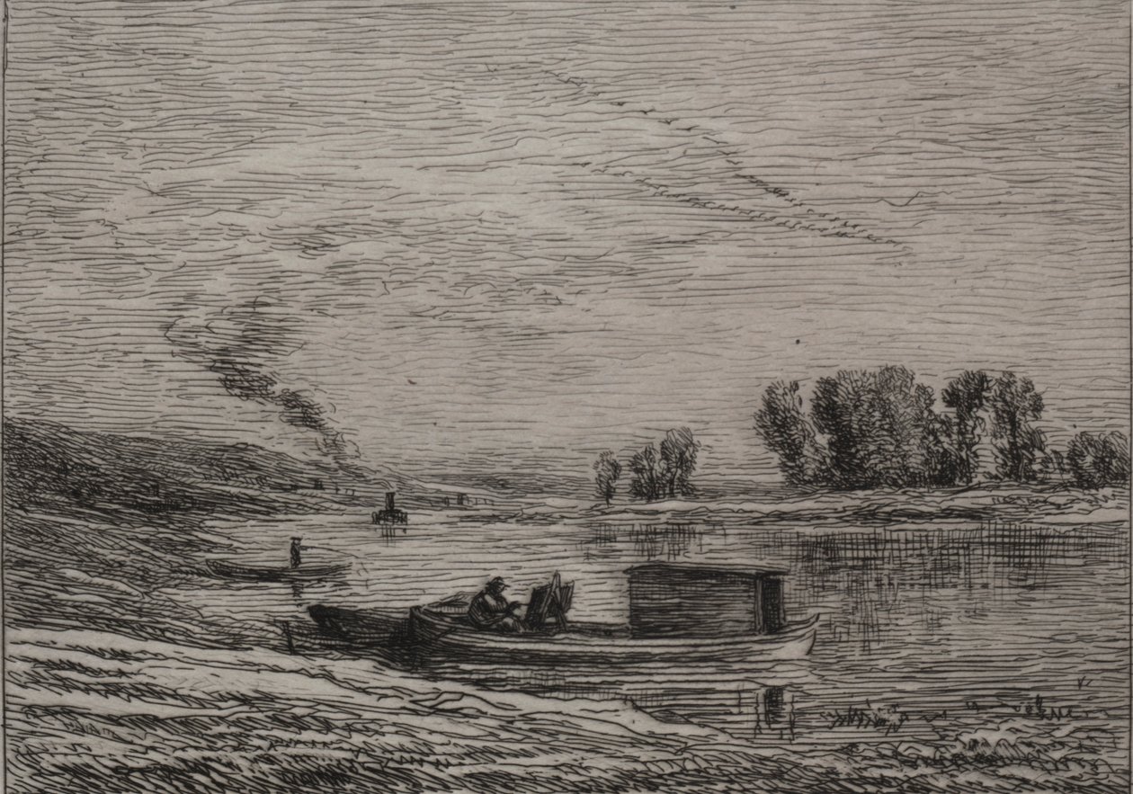 Båden i Conflans, 1866. af Charles Francois Daubigny