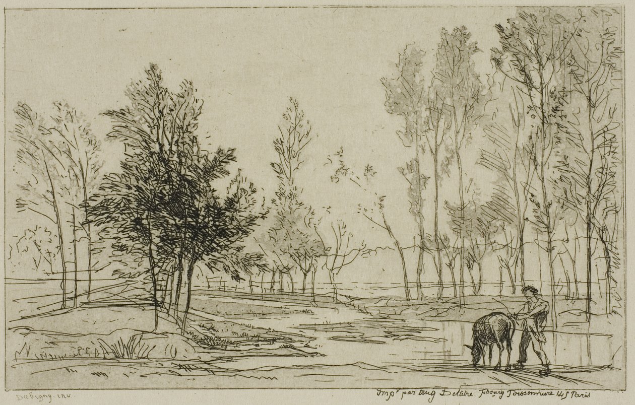 Æslet ved vandingsstedet af Charles Francois Daubigny