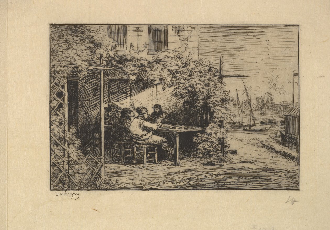 Afskedsfrokosten i Asnières, 1861. af Charles Francois Daubigny