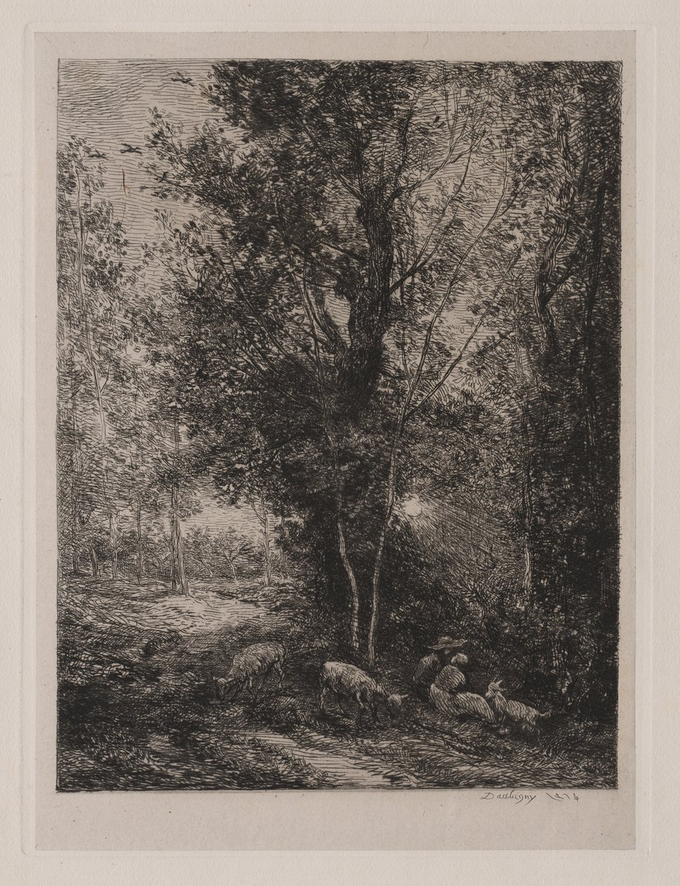 Hyrden og hyrdinden af Charles Francois Daubigny