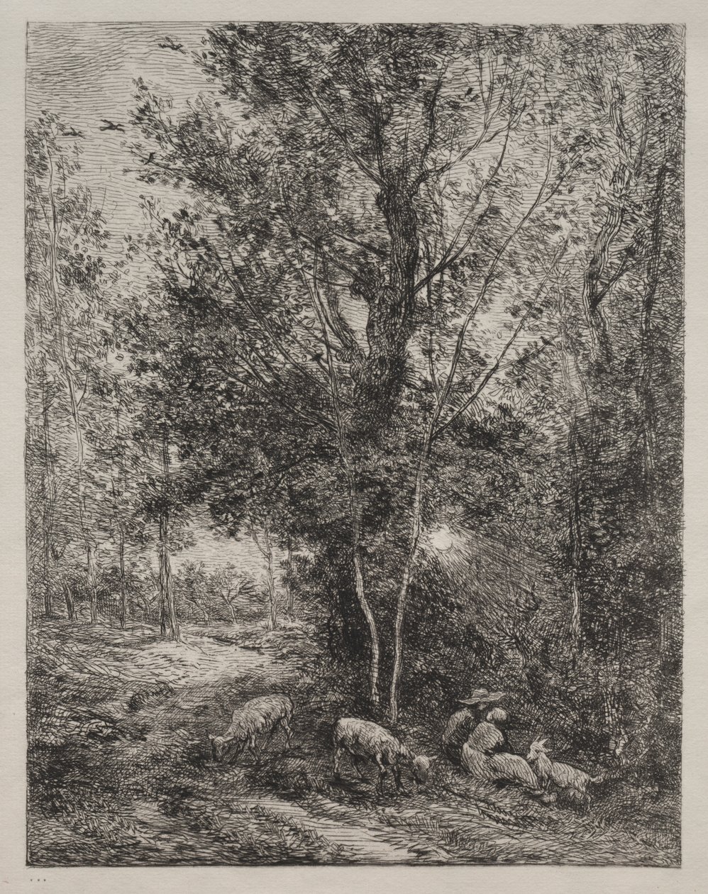 Hyrden og hyrdinden af Charles Francois Daubigny