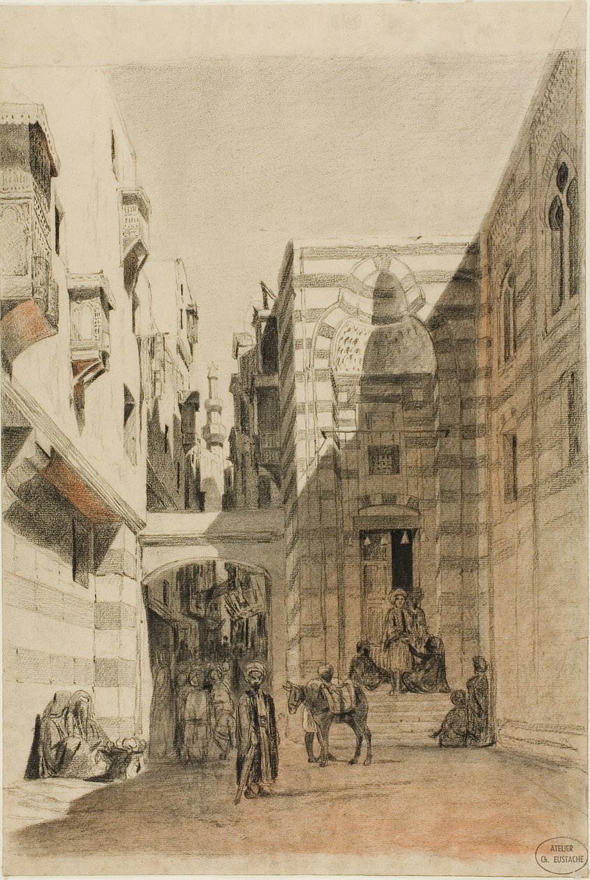 Egyptisk gadescene af Charles Francois Eustache