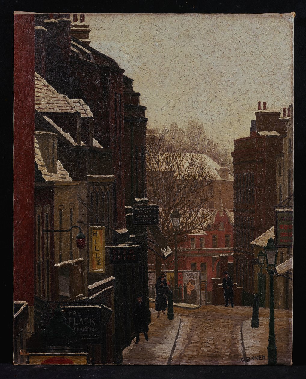 Flaskevandring under sne af Charles Ginner