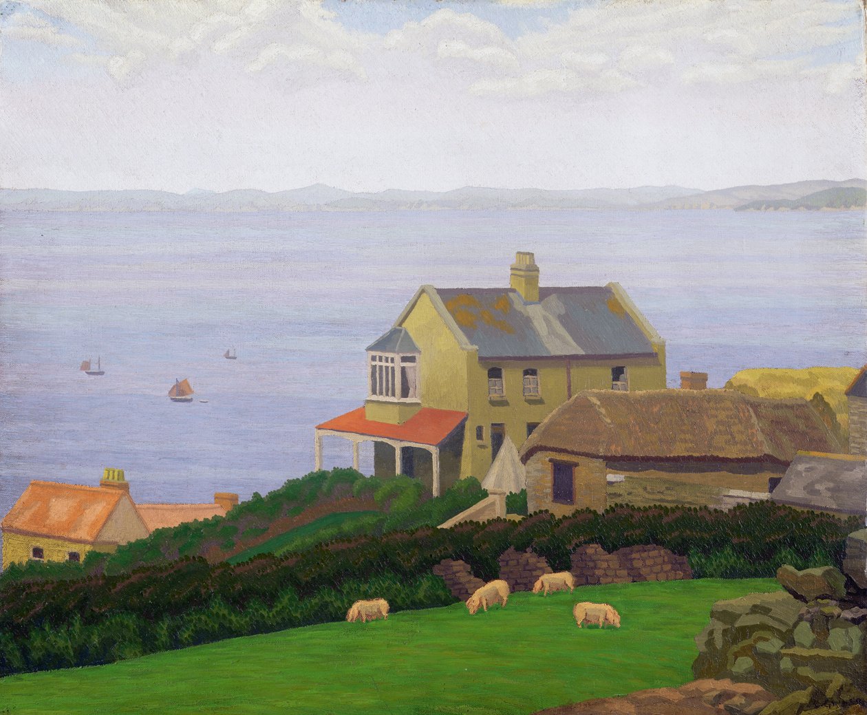 Landskab (olie på lærred) af Charles Ginner