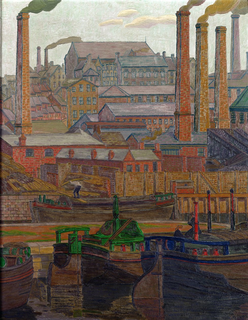 Leeds Canal (olie på lærred) af Charles Ginner