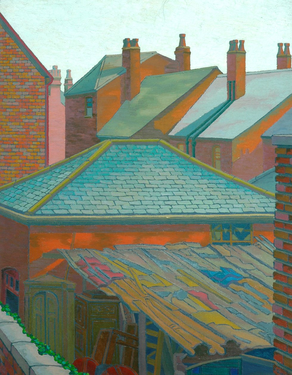 Tage og skorstene (olie på lærred) af Charles Ginner