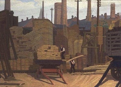 Timber Yard, Leeds af Charles Ginner