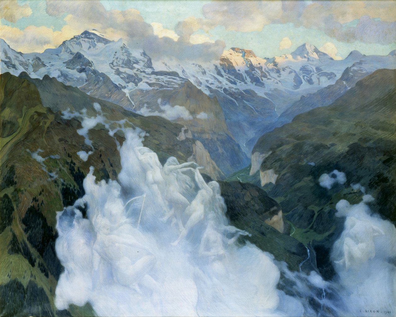 Skyer Lauterbrunnen-dalen, 1901. af Charles Giron