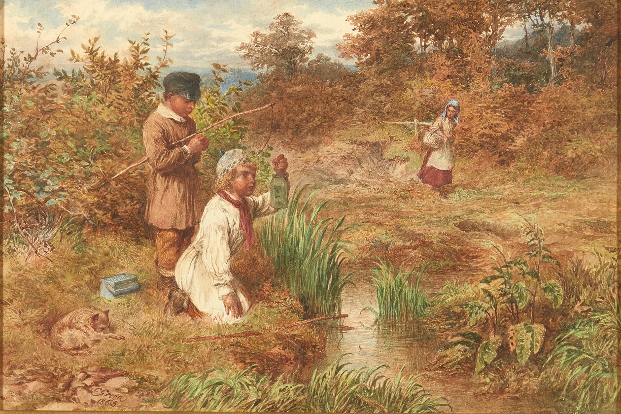 Stickleback Fishers (akvarel) af Charles Green