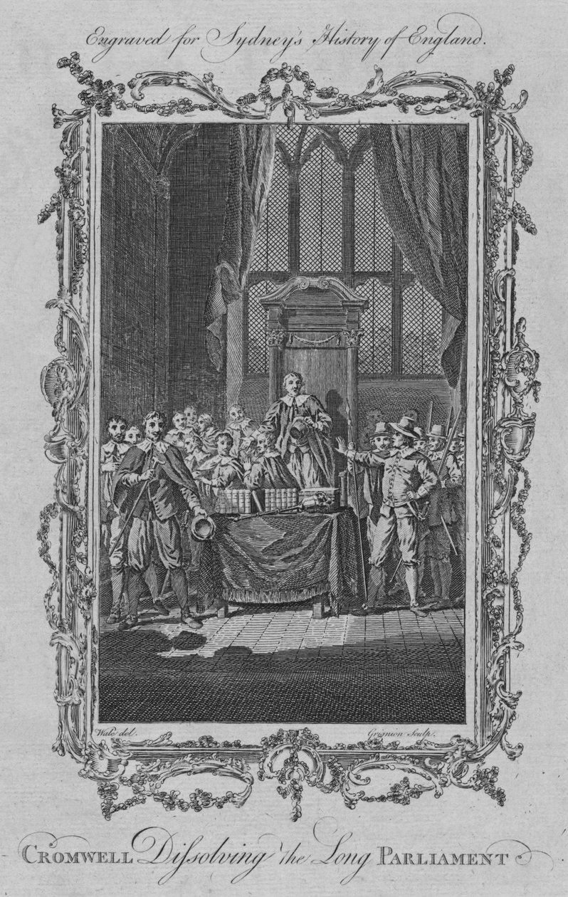 Cromwell opløser det lange parlament, 1773. af Charles Grignion