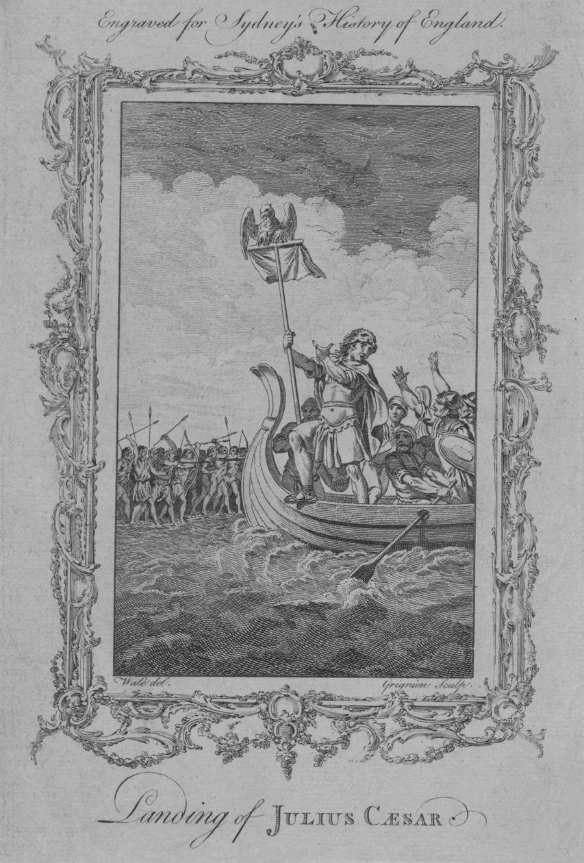Julius Cæsars landgang, 1773. af Charles Grignion