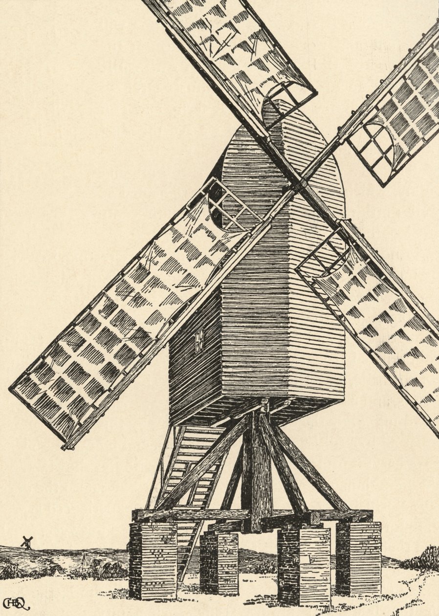 En middelalderlig vindmølle, 1931 af Charles Henry Bourne Quennell