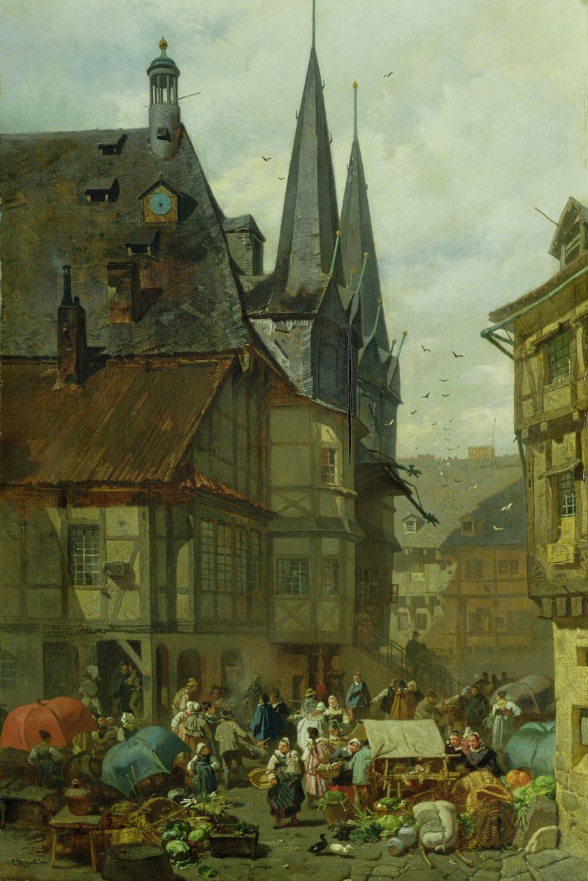 Markedspladsen i Wernigerode, 1861 af Charles Hoguet