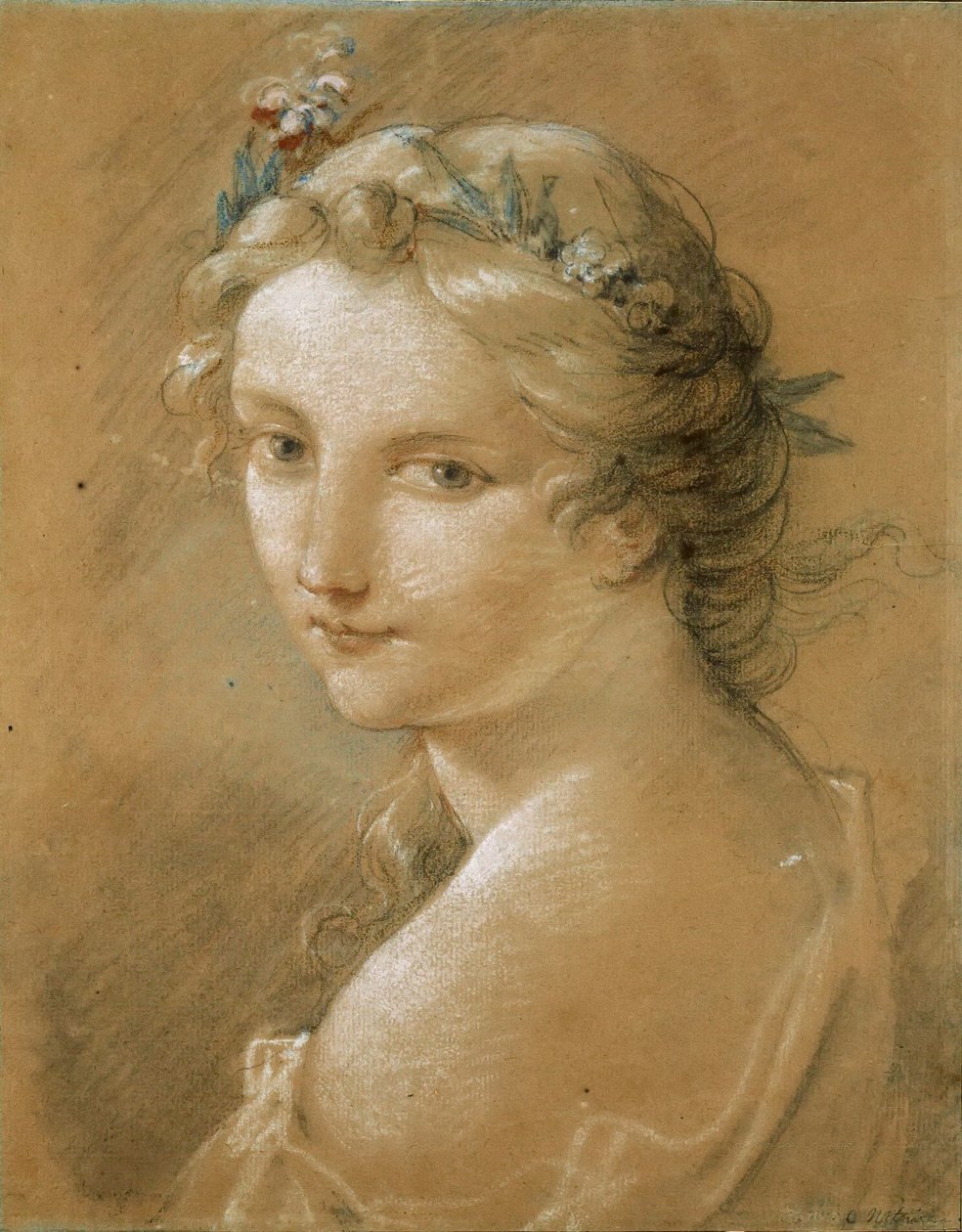 Portræt af en ung kvinde. af Charles Joseph Natoire
