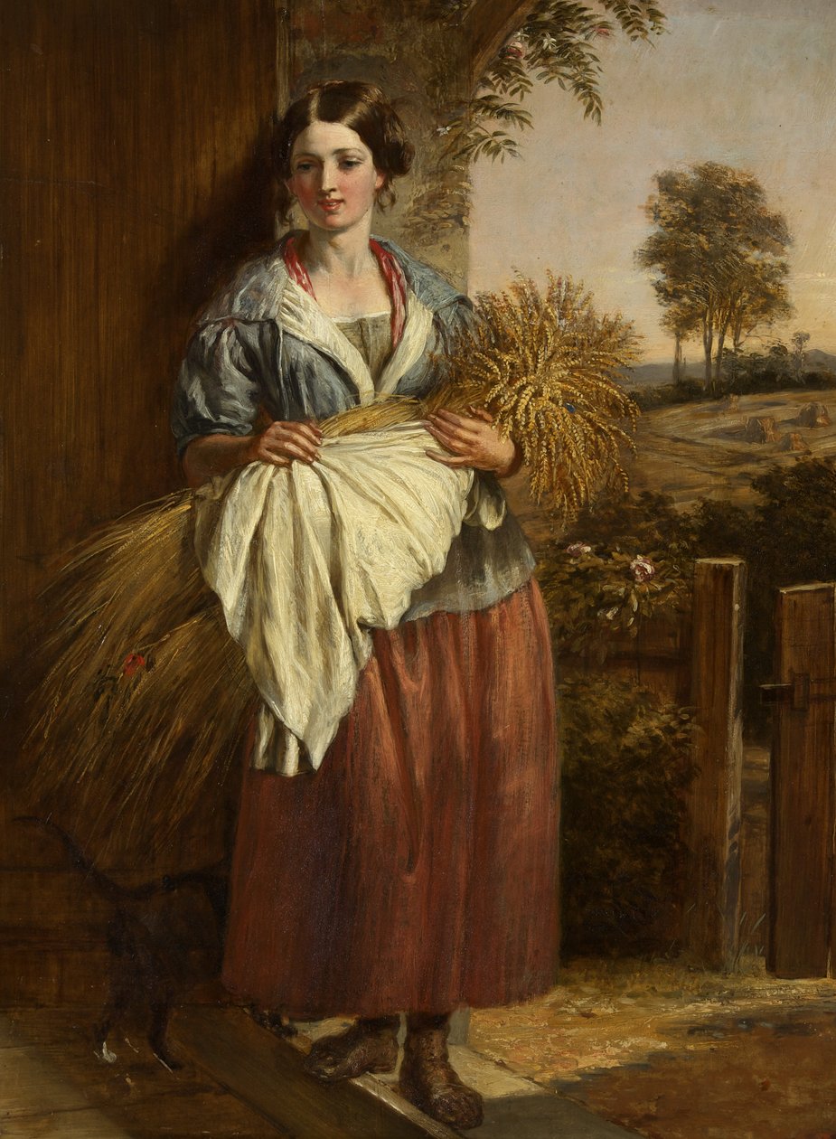 The Gleaner (olie på panel) af Charles Landseer