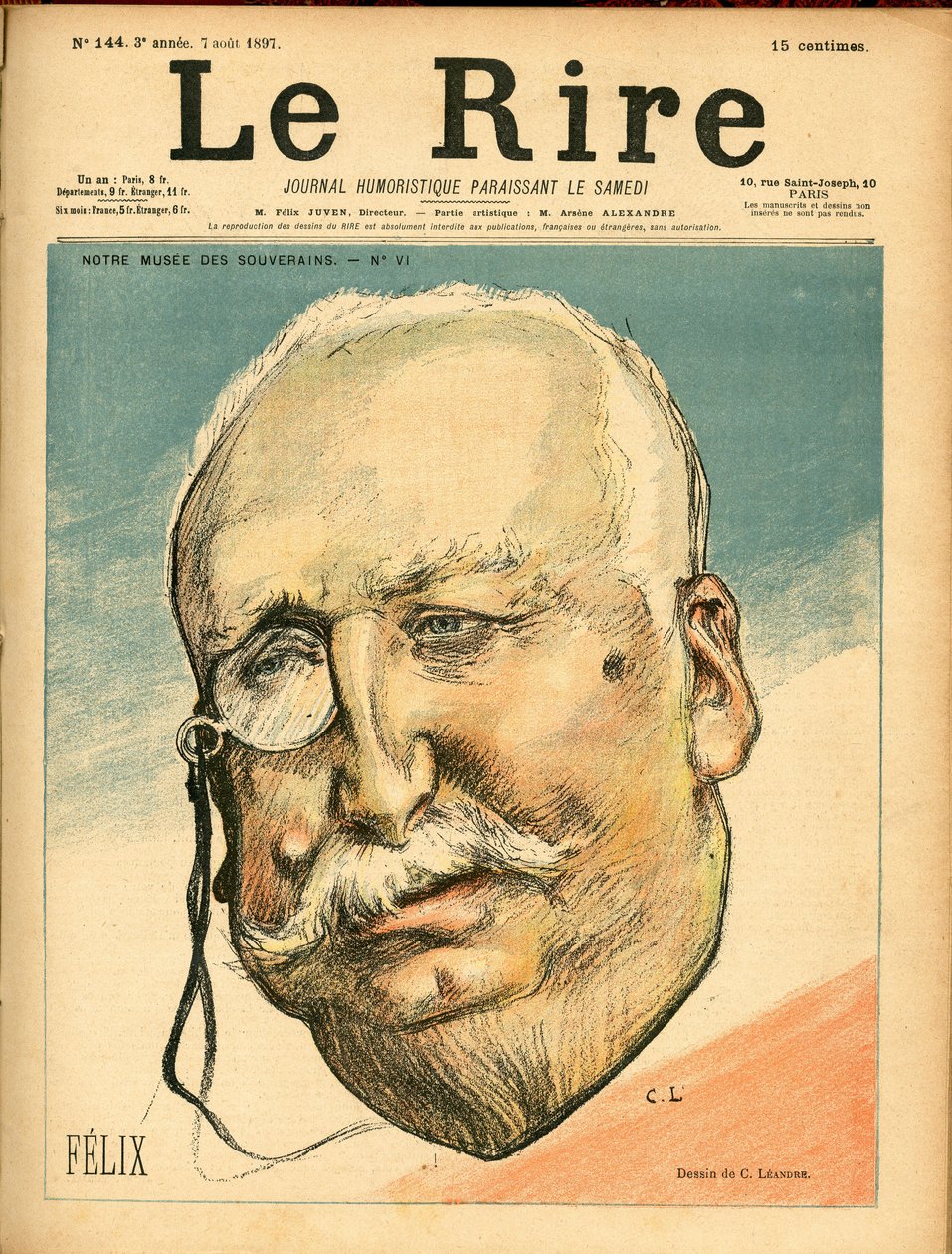 Cover af "" Latteren"", Satirisk i farver af Charles Leandre