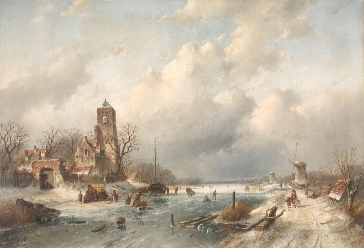 Vinterscene af Charles Leickert