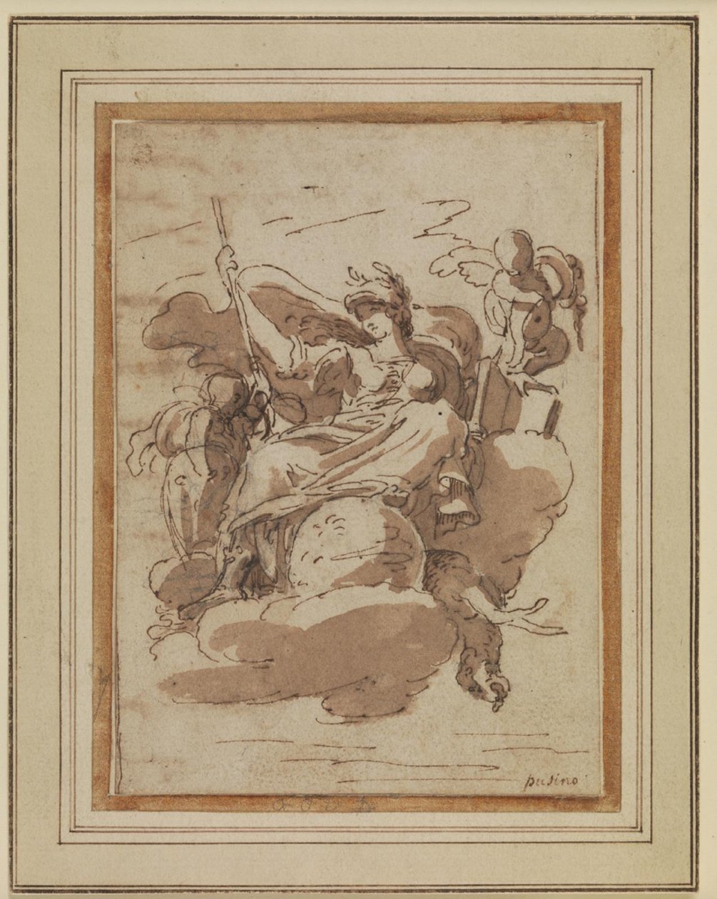 Allegorisk kvindefigur, siddende på skyer af Charles Mellin