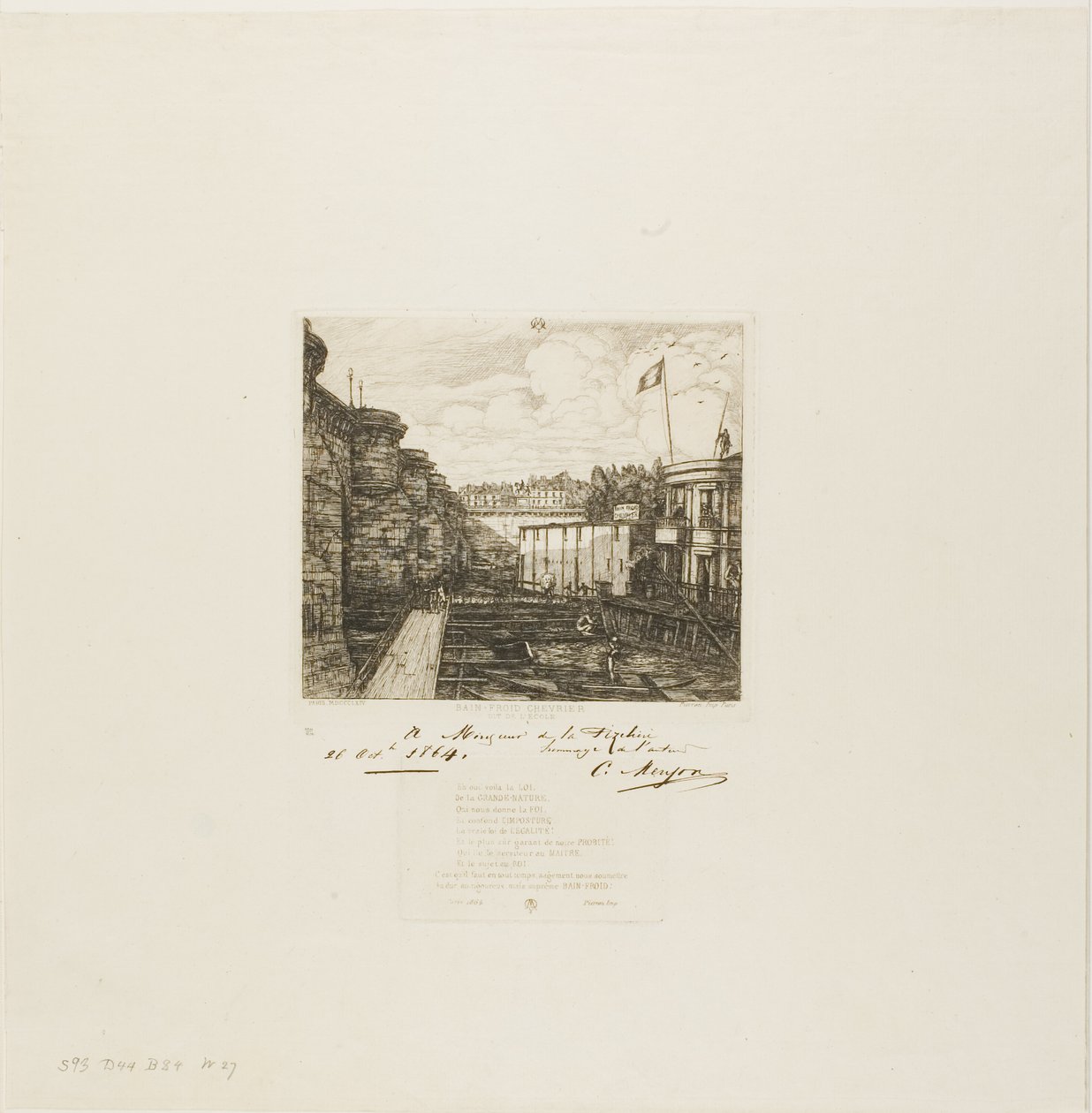 Chevrers etablissement for kolde bade, Paris af Charles Meryon