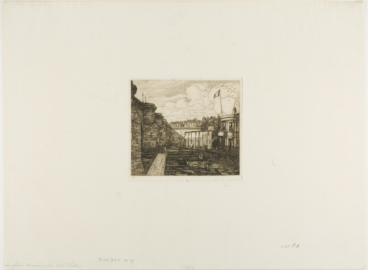 Chevrers etablissement for kolde bade, Paris af Charles Meryon