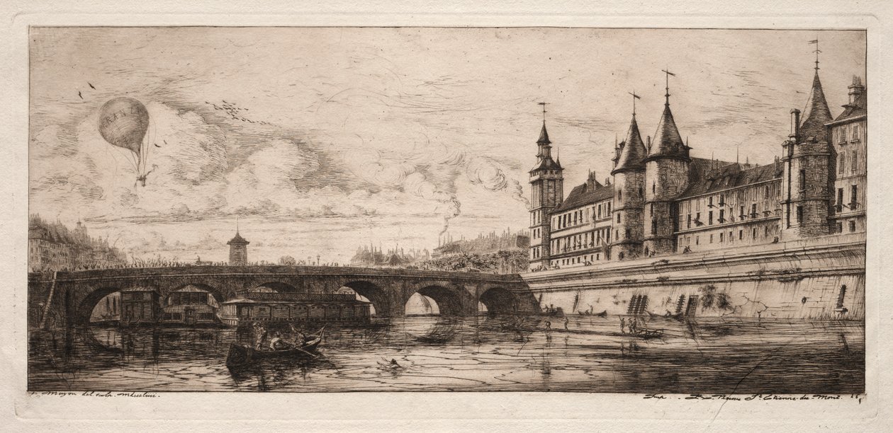 Etchings of Paris: The Exchange Bridge af Charles Meryon