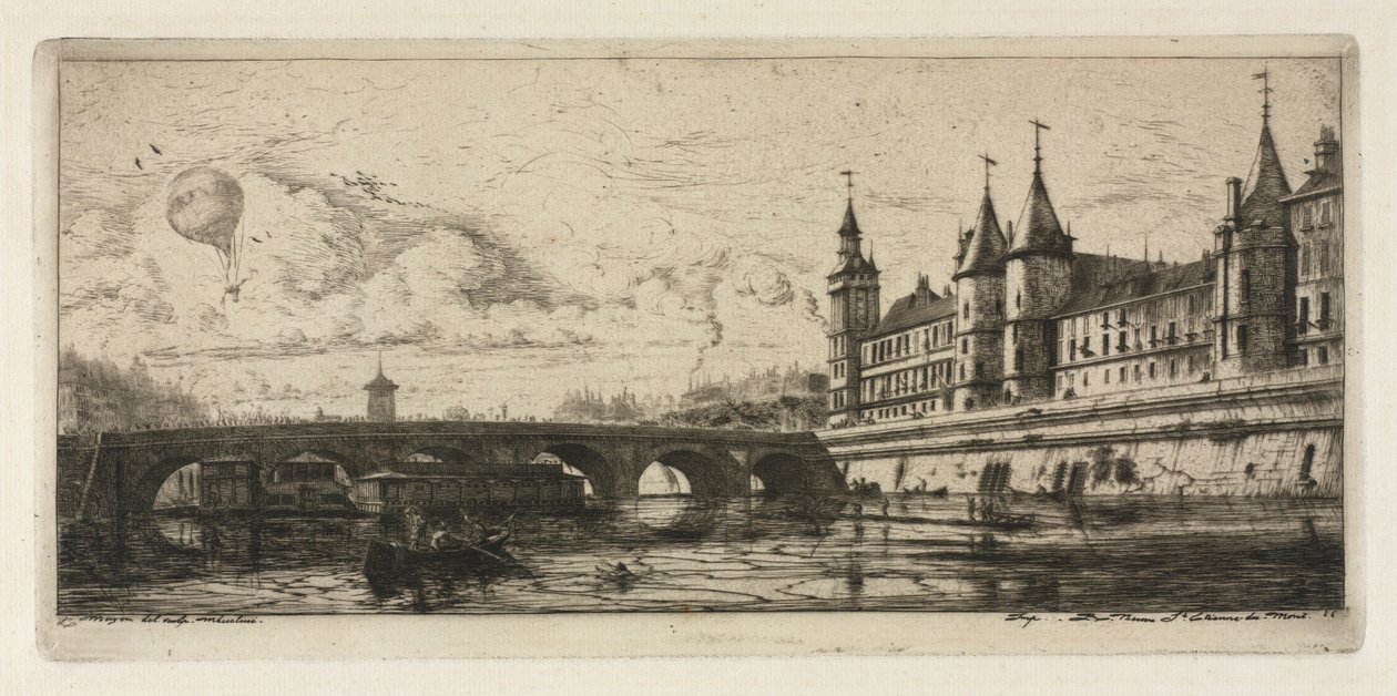Etchings of Paris: The Exchange Bridge, 1854. af Charles Meryon
