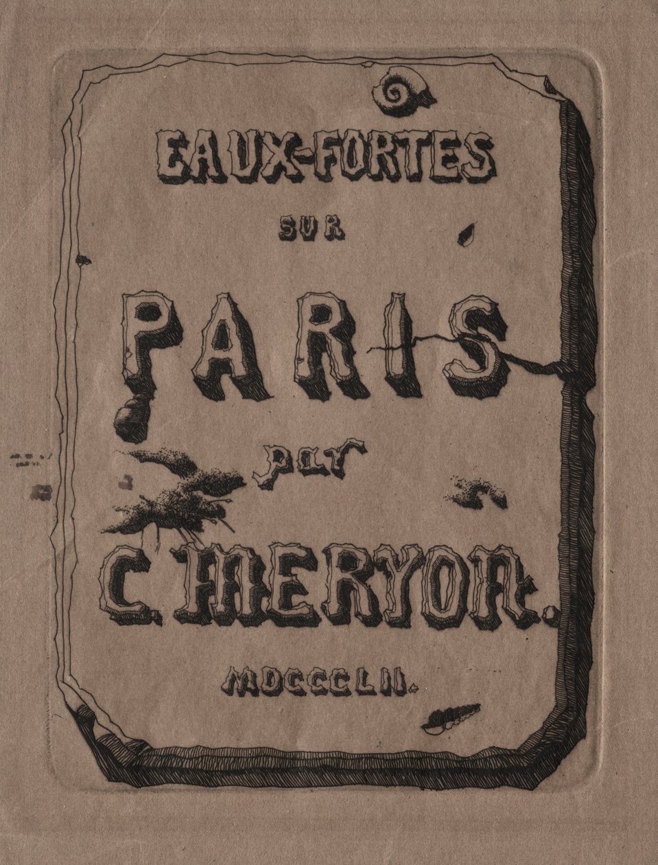 Etchings of Paris: Titelblad, 1852. af Charles Meryon