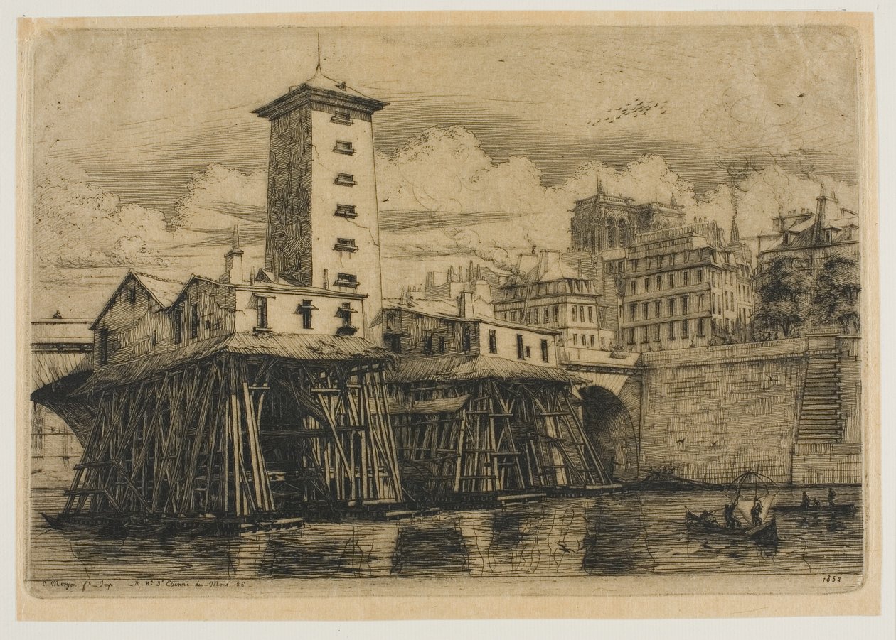 Notre-Dame Pump, Paris af Charles Meryon