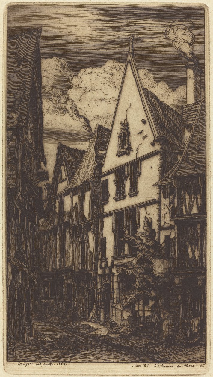 Rue des Toiles i Bourges af Charles Meryon