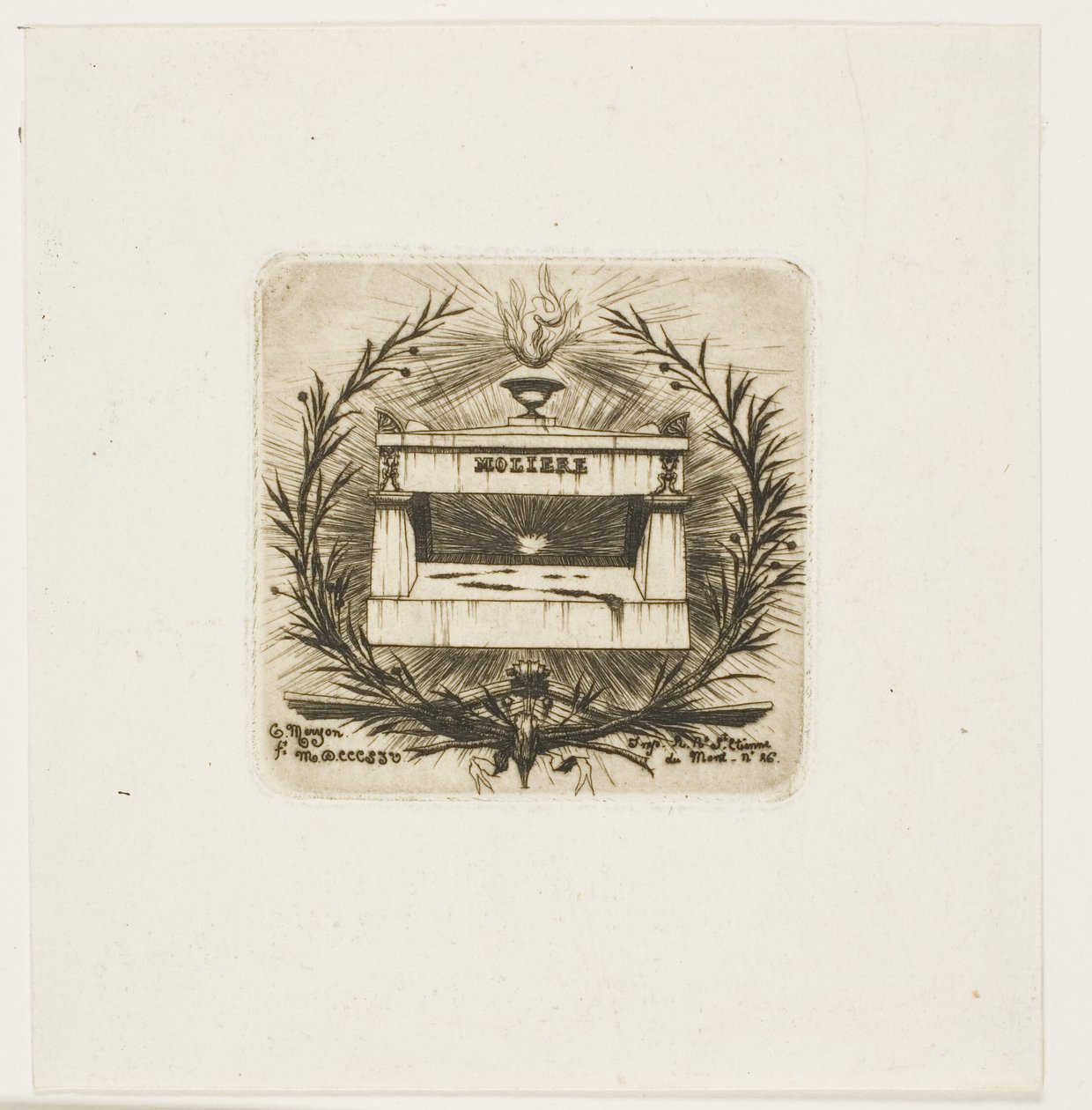 Molières grav, Père-Lachaise-kirkegården, Paris af Charles Meryon