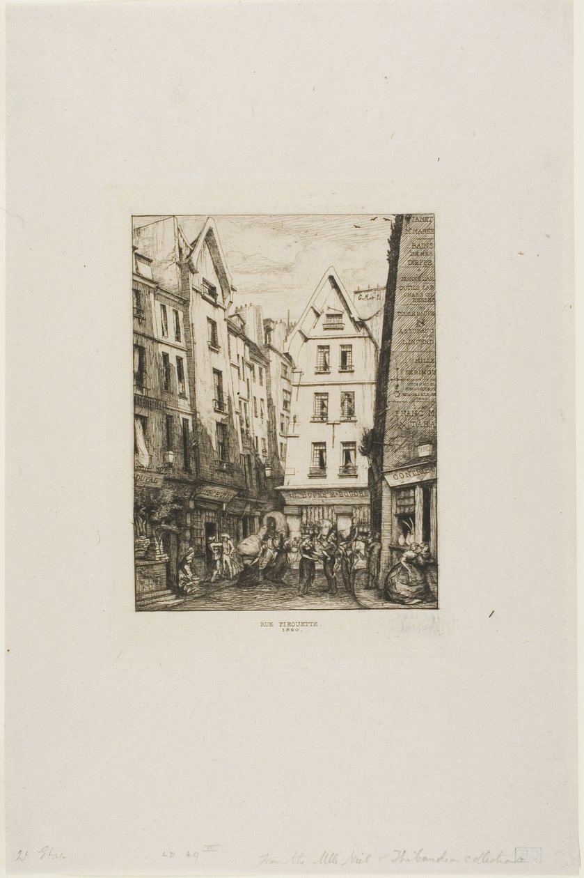 Rue Pirouette i Les Halles, Paris af Charles Meryon