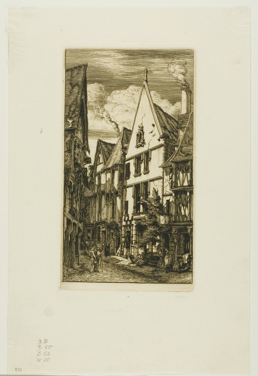 Rue des Toiles, Bourges af Charles Meryon
