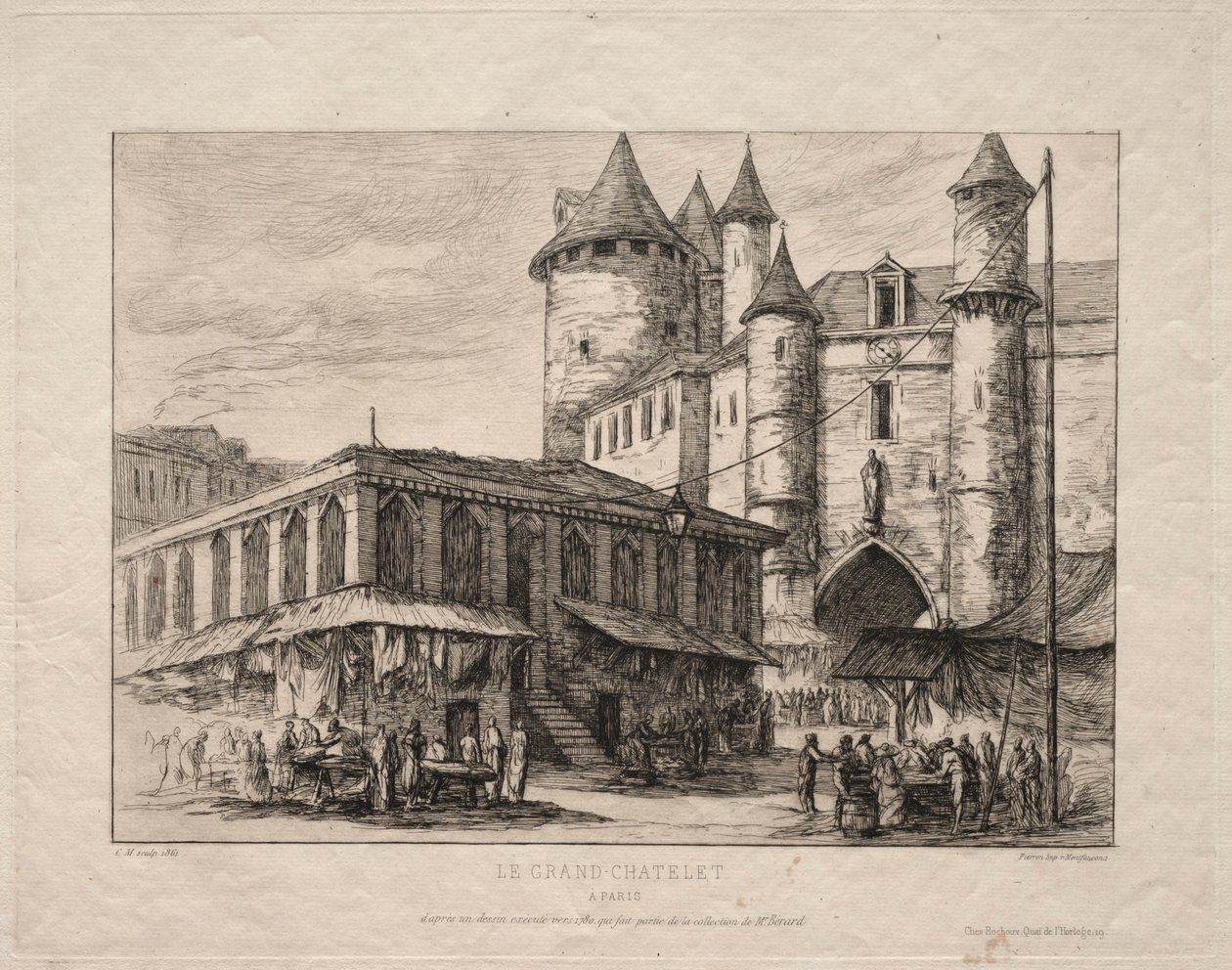 The Grand Châtelet, Paris, omkring 1780, 1861. af Charles Meryon