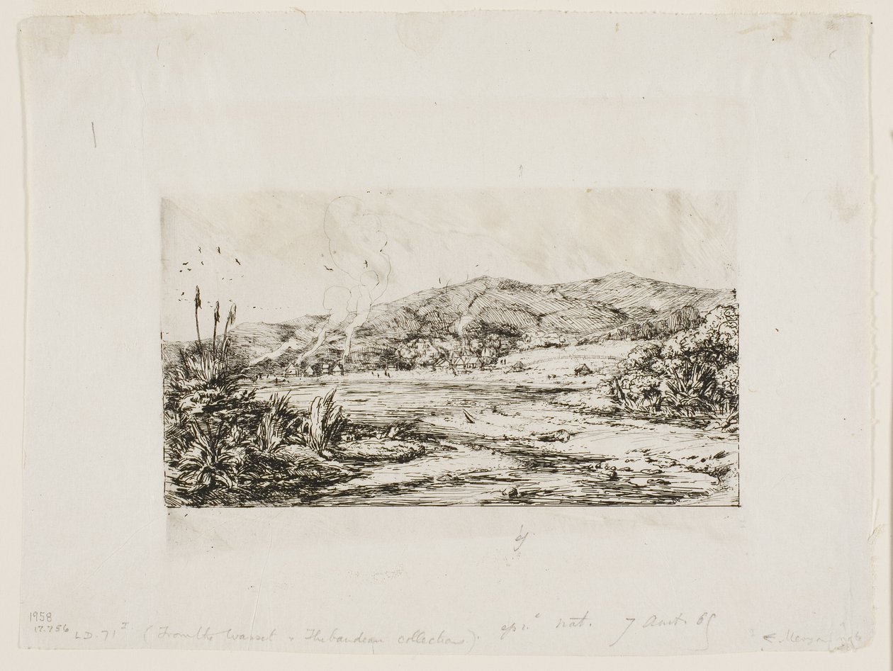 Den lille franske koloni ved Akaroa, 1845 af Charles Meryon