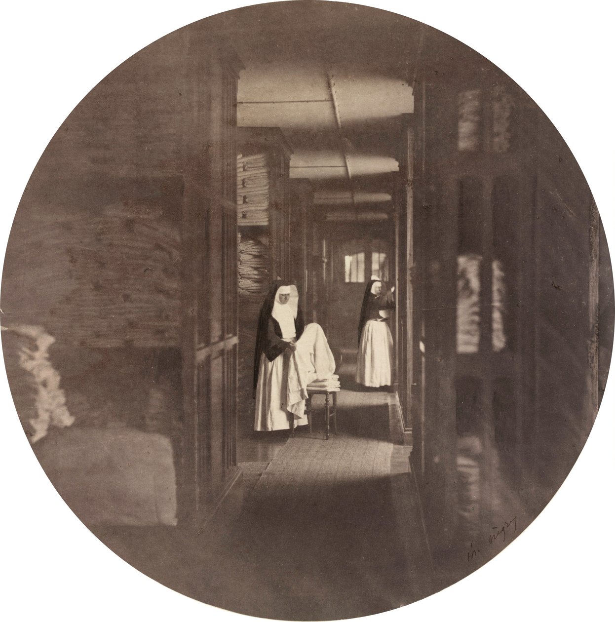 Asile Impérial de Vincennes: linnedrummet, 1859 (foto) af Charles Nègre