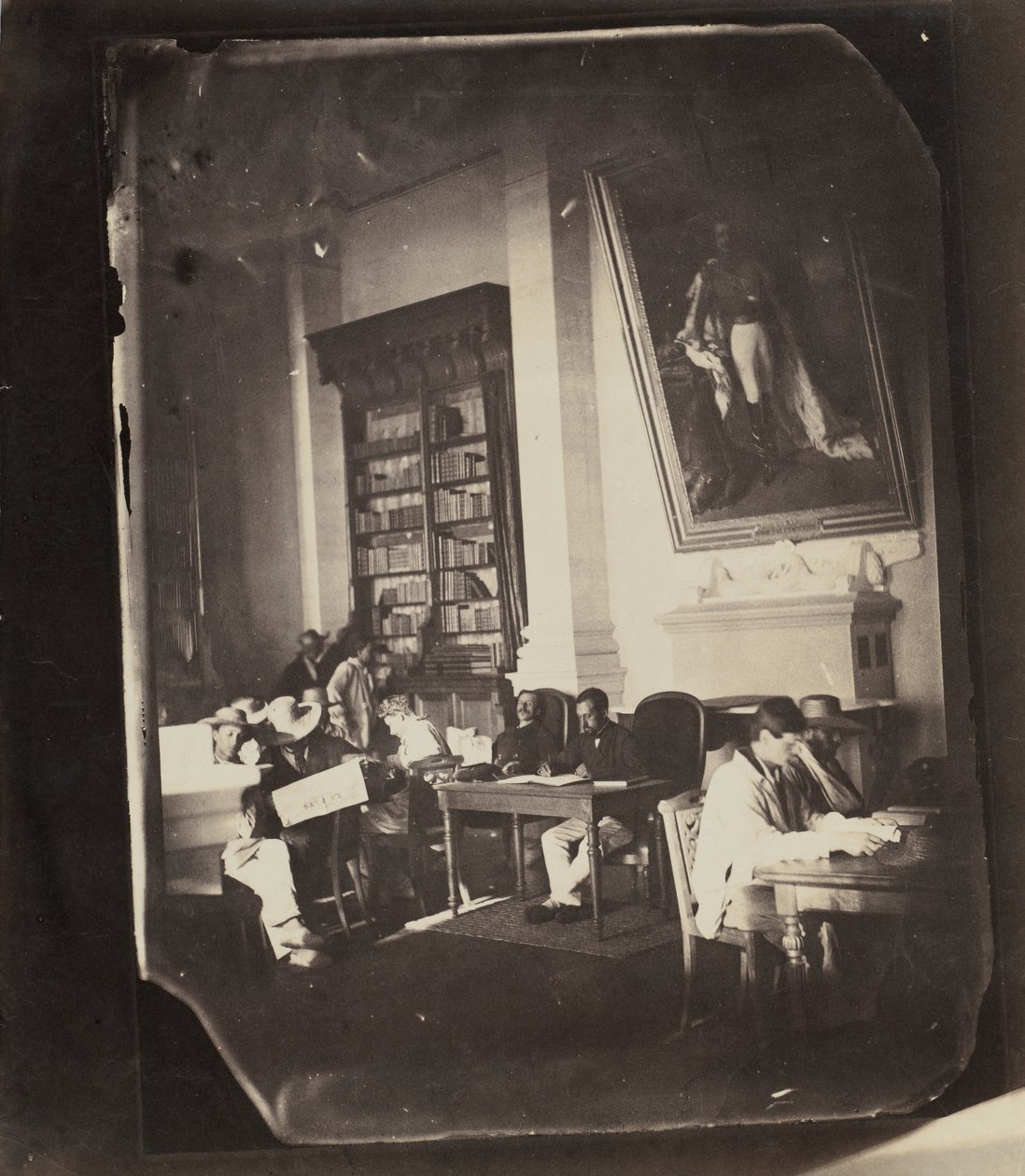Kejserligt asyl i Vincennes: biblioteket, 1858-59. af Charles Nègre