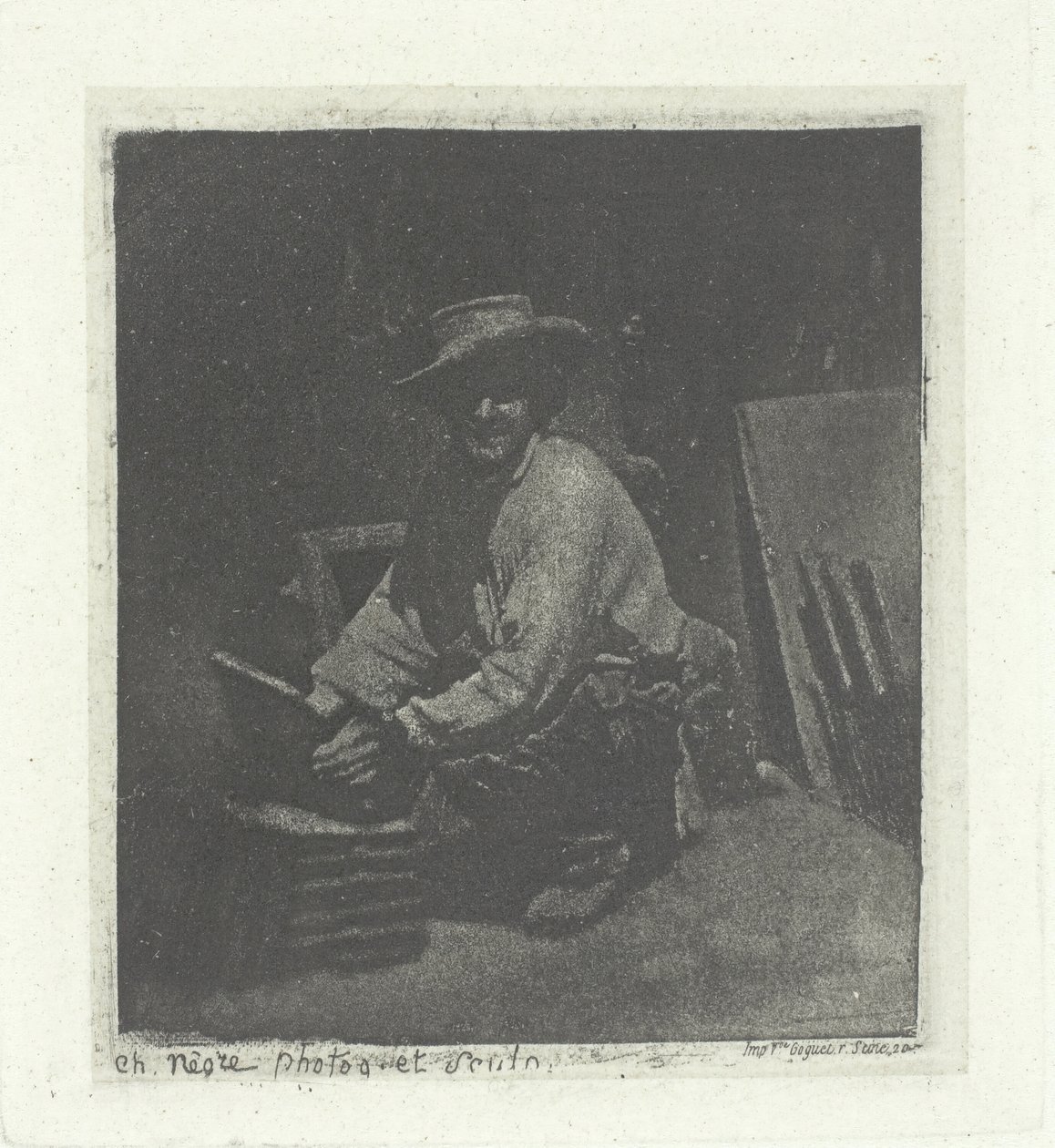 Kneeling Mason, februar-marts 1854, trykt 1982. af Charles Nègre